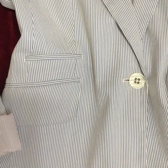 TOMMY PINSTRIPE BOYFRIEND JACKET SZ 12 - Picture 5 of 16